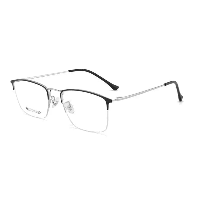 Unisex Square Semi-Rimless Titanium Prescription Glasses 8017 — view 6 | Rx Spectacle