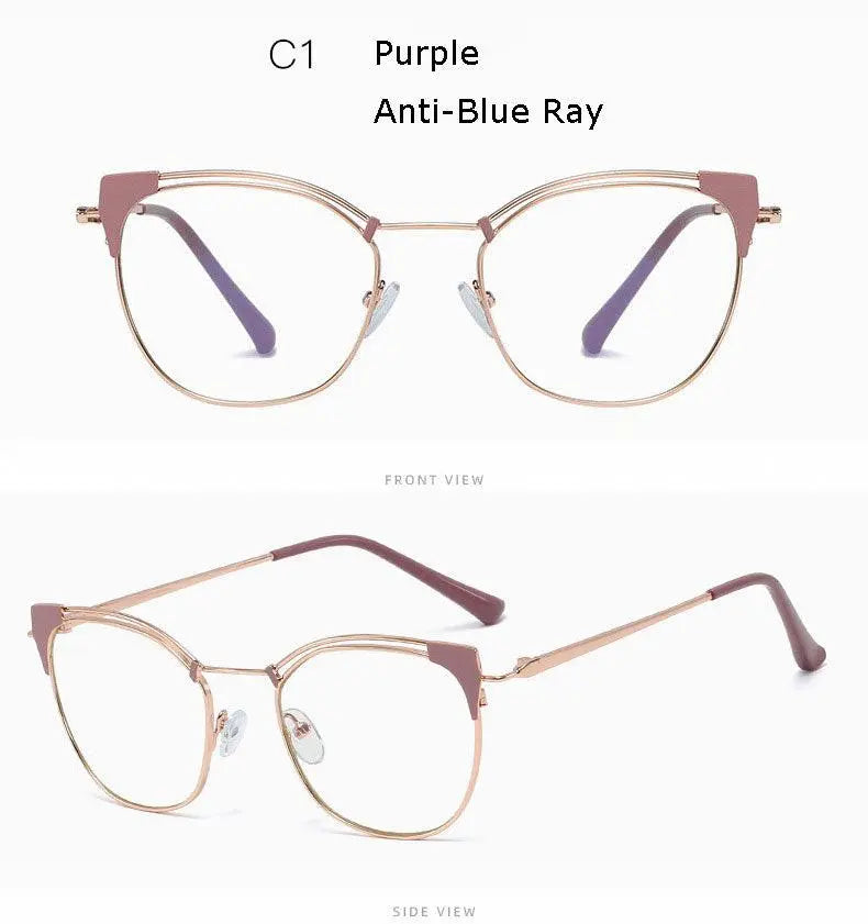 Unisex Cat Eye Full Rim Alloy Prescription Glasses L95537 — view 19 | Rx Spectacle
