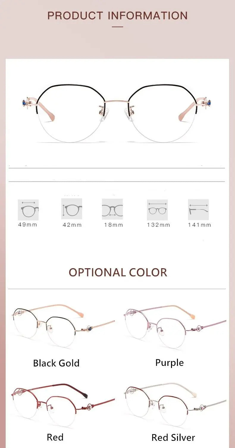 Unisex Semi-Rimless Alloy Prescription Glasses 8001Z — view 11 | Rx Spectacle