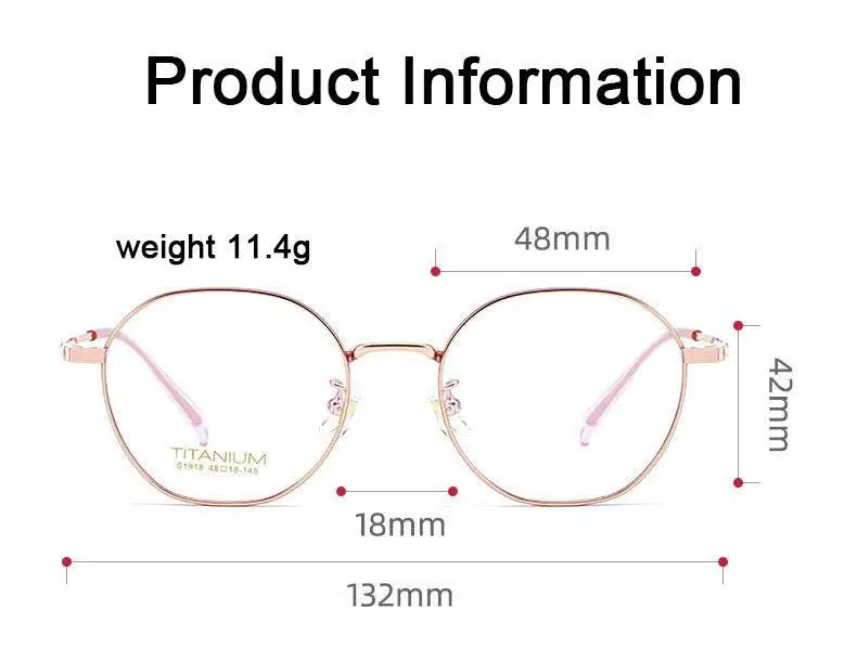 Women's Round Full Rim Titanium Prescription Glasses S1918 — view 12 | Rx Spectacle