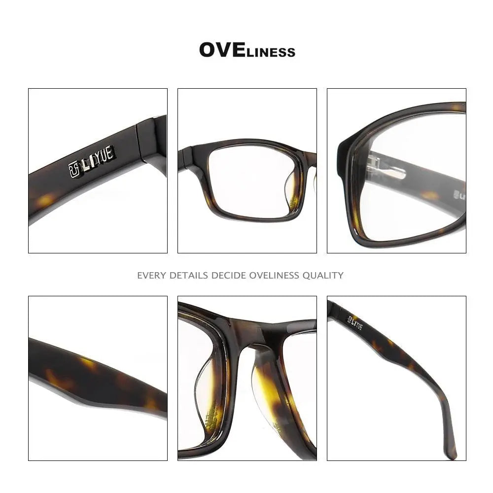 Unisex Square Full Rim Acetate Prescription Glasses Lg001 — view 8 | Rx Spectacle