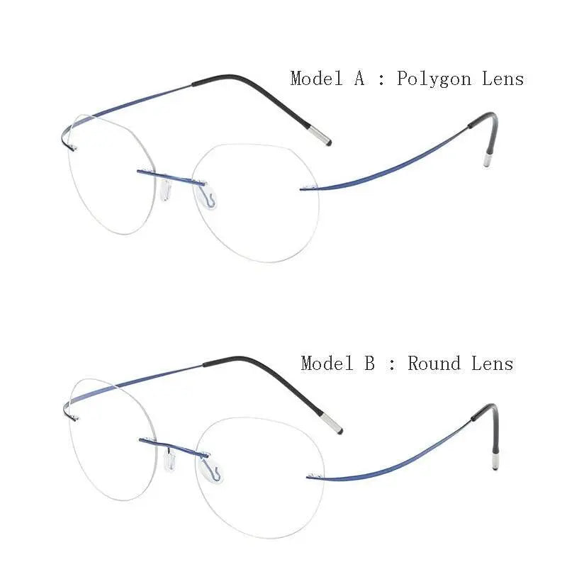 Unisex Polygon Rimless Titanium Prescription Glasses 6001-6002 — view 10 | Rx Spectacle