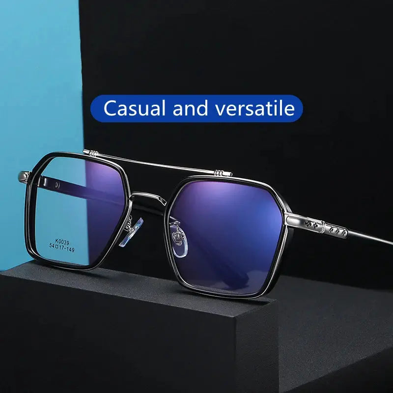 Unisex Square Full Rim Titanium Double Bridge Prescription Glasses 0039 — view 2 | Rx Spectacle