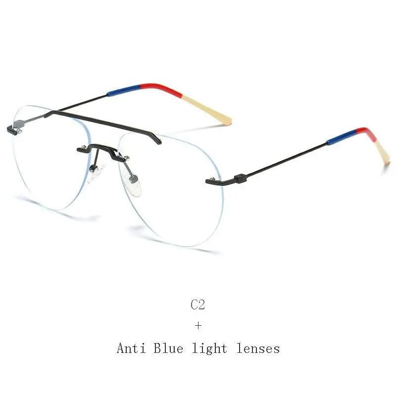 Unisex Round Rimless Alloy Double Bridge Prescription Glasses 81870 — view 6 | Rx Spectacle