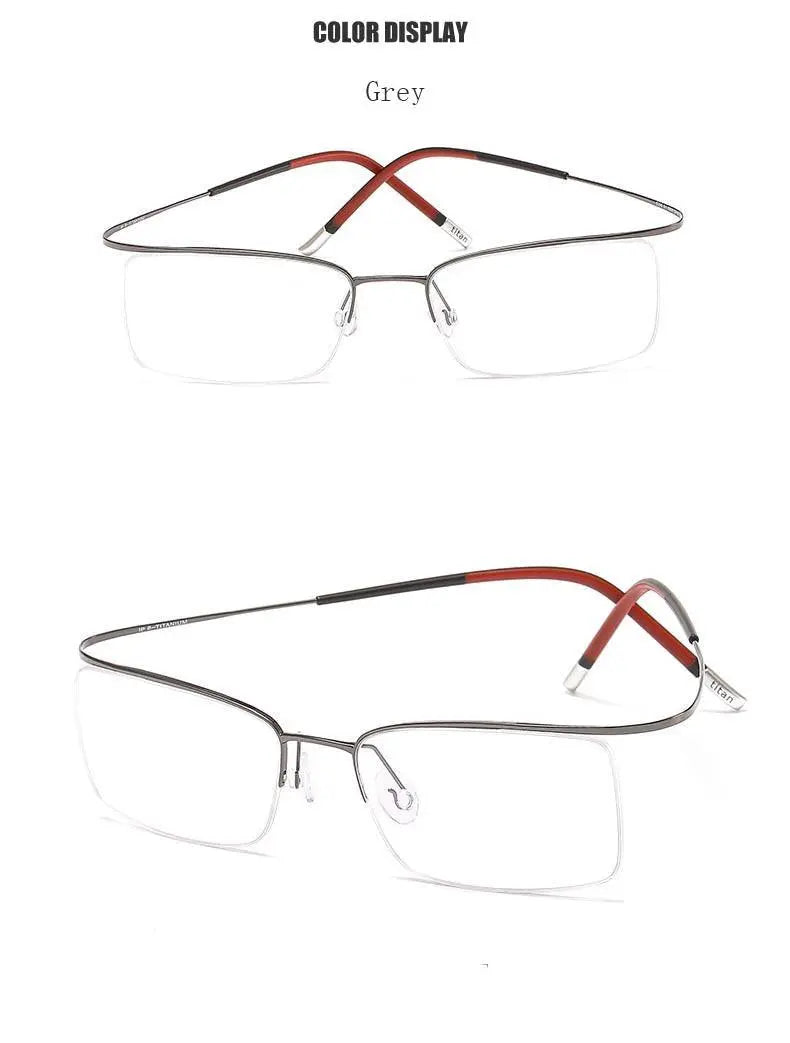 Unisex Rectangular Semi-Rimless Titanium Prescription Glasses 9256 — view 15 | Rx Spectacle