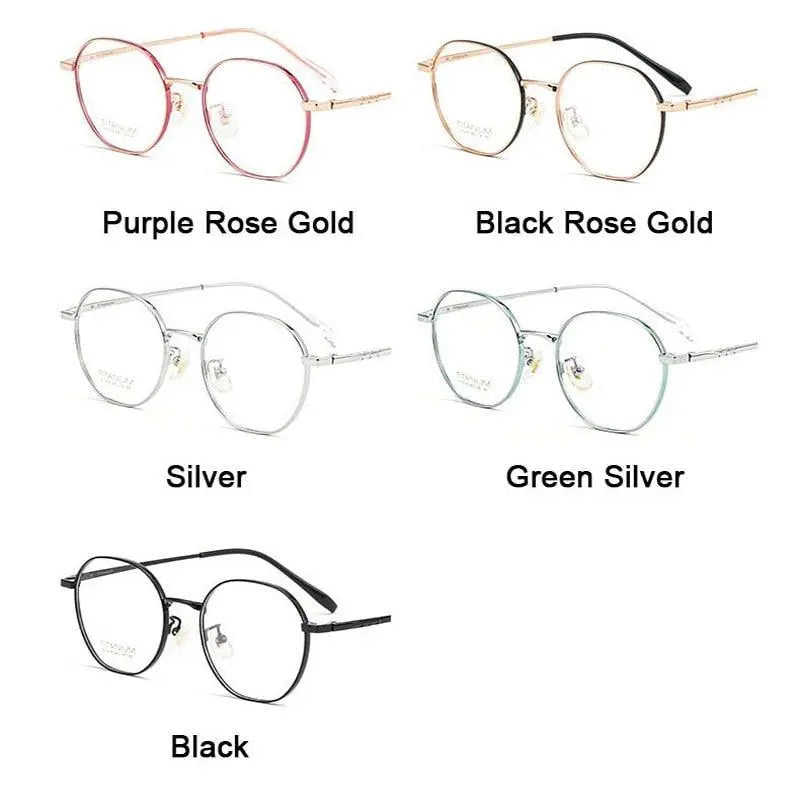 Women's Round Full Rim Titanium Prescription Glasses S1918 — view 7 | Rx Spectacle
