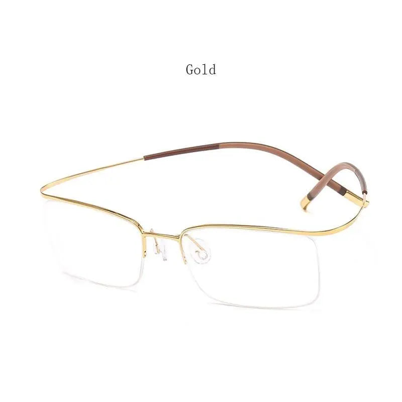 Unisex Rectangular Semi-Rimless Titanium Prescription Glasses 9256 — view 11 | Rx Spectacle