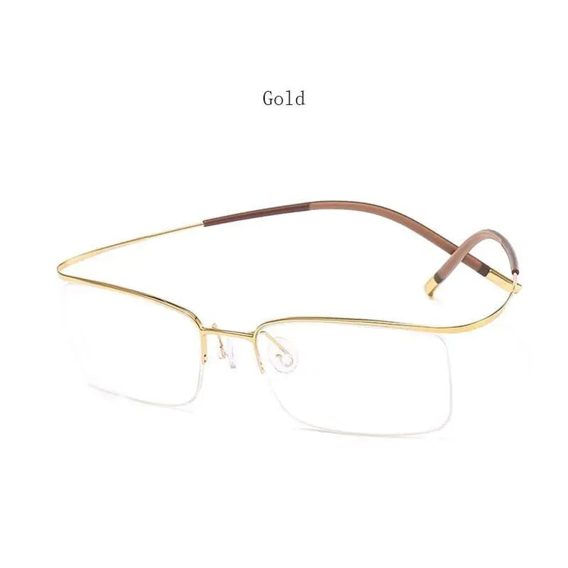 Unisex Rectangular Semi-Rimless Titanium Prescription Glasses 9256 — view 8 | Rx Spectacle