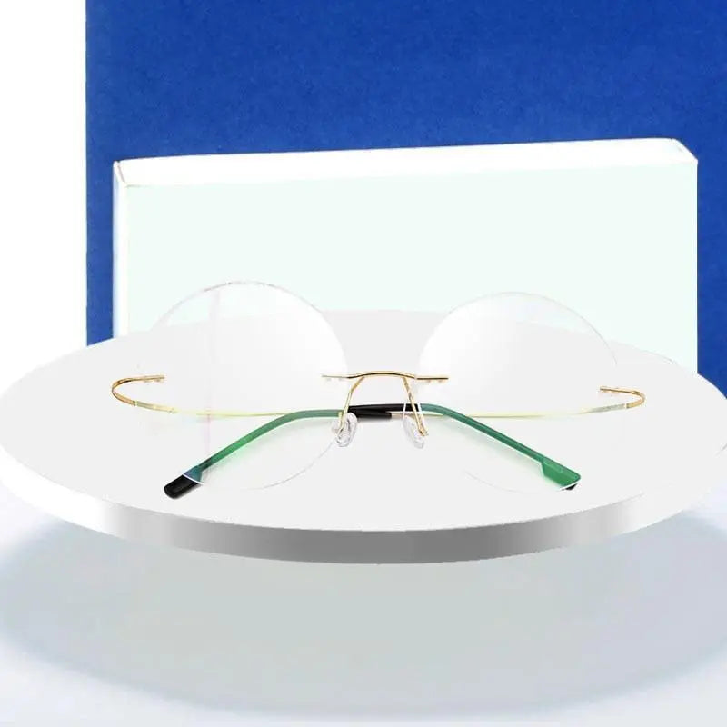 Men's Round Rimless Titanium Prescription Glasses — view 1 | Rx Spectacle