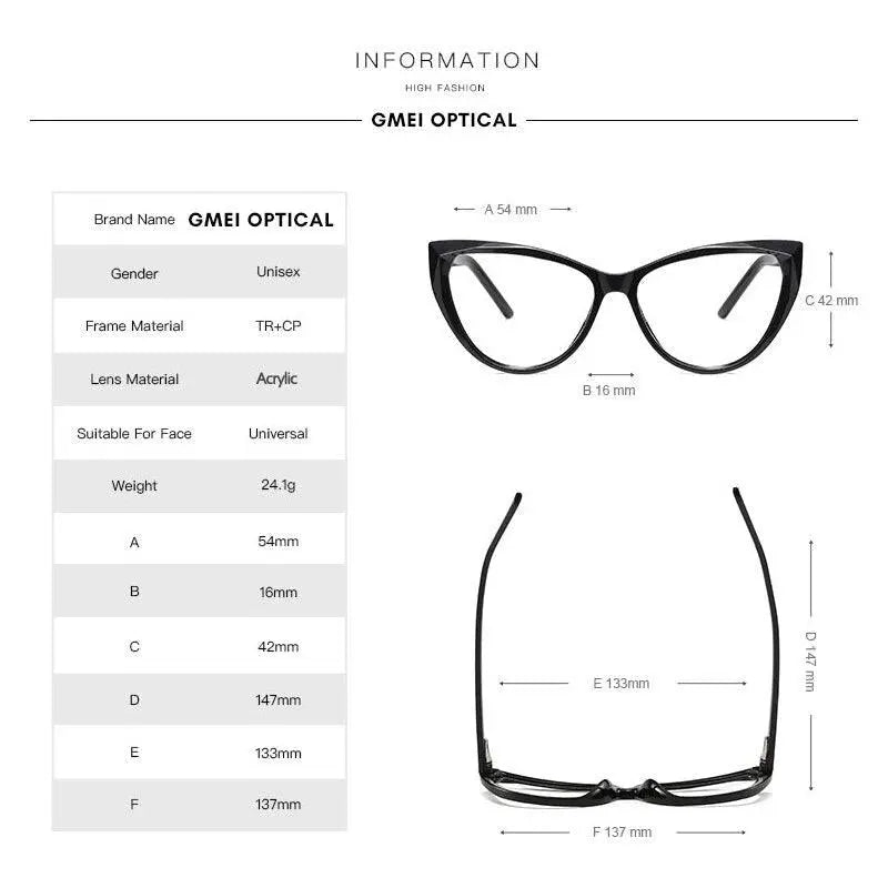 Women's Cat Eye Full Rim TR90 Prescription Glasses 2003 — view 10 | Rx Spectacle