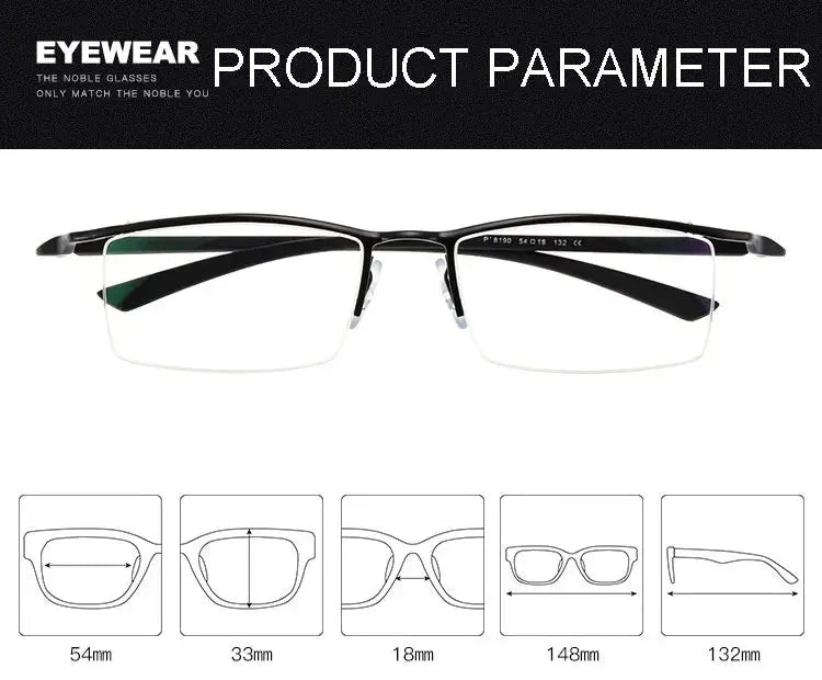 Men's Browline Semi-Rimless Alloy Prescription Glasses 48190 — view 2 | Rx Spectacle
