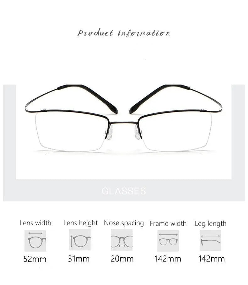 Men's Semi-Rimless Titanium Prescription Glasses 30004 — view 10 | Rx Spectacle