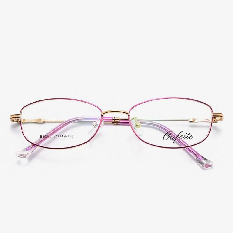 Women's Rectangular Full Rim Alloy Prescription Glasses 050 — view 6 | Rx Spectacle
