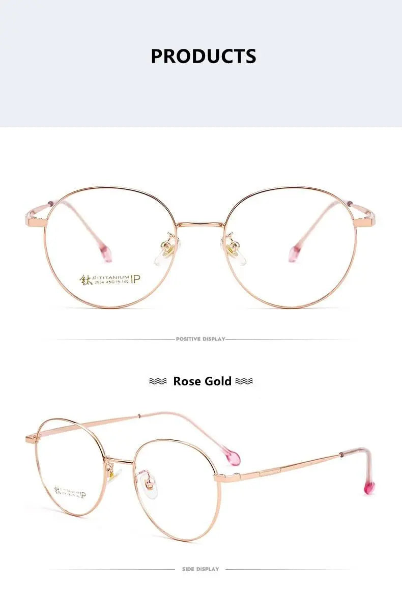 Women's Round Full Rim Titanium Prescription Glasses 2054 — view 14 | Rx Spectacle