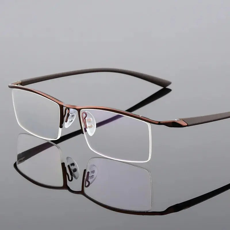 Men's Browline Semi-Rimless Alloy Prescription Glasses 48190 — view 7 | Rx Spectacle