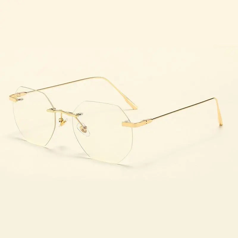 Men's Polygon Rimless Alloy Prescription Glasses 6213 — view 4 | Rx Spectacle