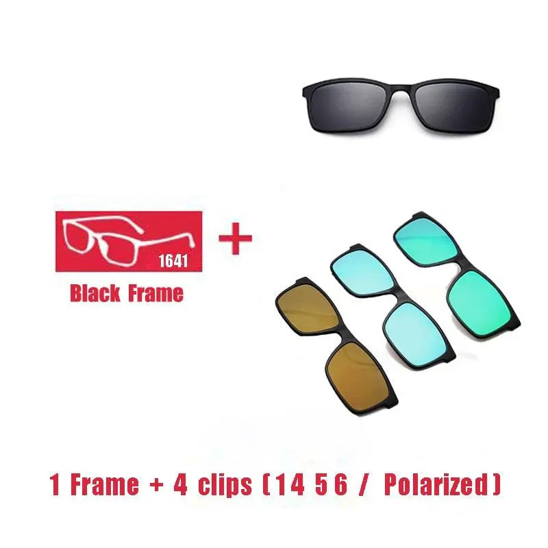 Unisex Square Full Rim Titanium Clip-On Prescription Glasses 1641 — view 20 | Rx Spectacle