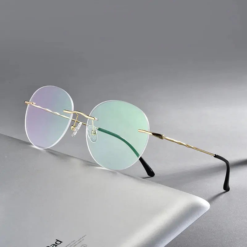 Women's Round Rimless Alloy Prescription Glasses 97057 — view 1 | Rx Spectacle