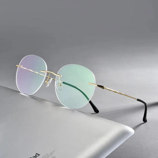 Women's Round Rimless Alloy Prescription Glasses 97057 — view 1 | Rx Spectacle