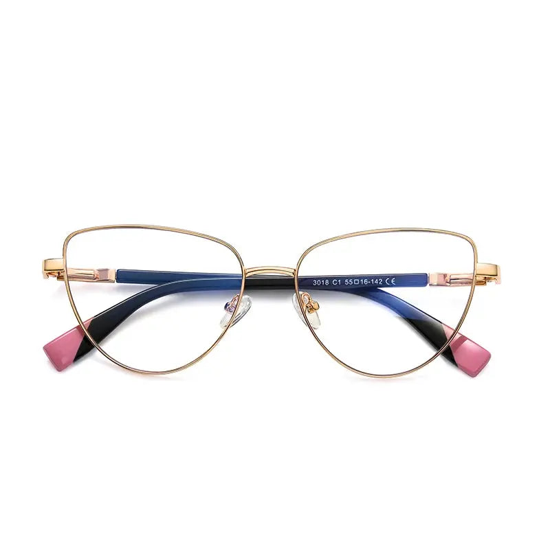 Women's Cat Eye Full Rim Alloy Prescription Glasses 89301 — view 8 | Rx Spectacle