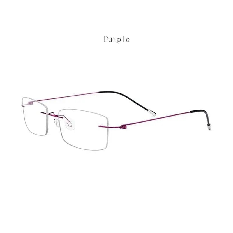 Women's Rectangular Rimless Titanium Prescription Glasses P8361 — view 3 | Rx Spectacle