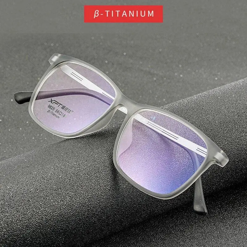 Unisex Square Full Rim Titanium Prescription Glasses 9825 — view 1 | Rx Spectacle