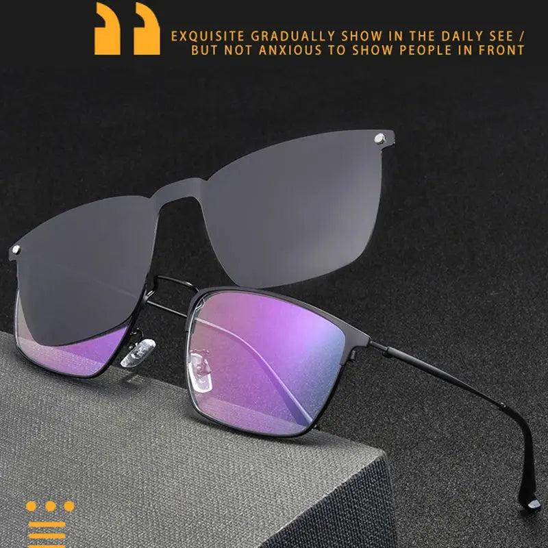 Unisex Square Full Rim Alloy Clip-On Prescription Glasses 9409 — view 2 | Rx Spectacle