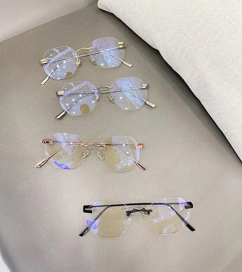 Men's Polygon Rimless Alloy Prescription Glasses 6213 — view 12 | Rx Spectacle