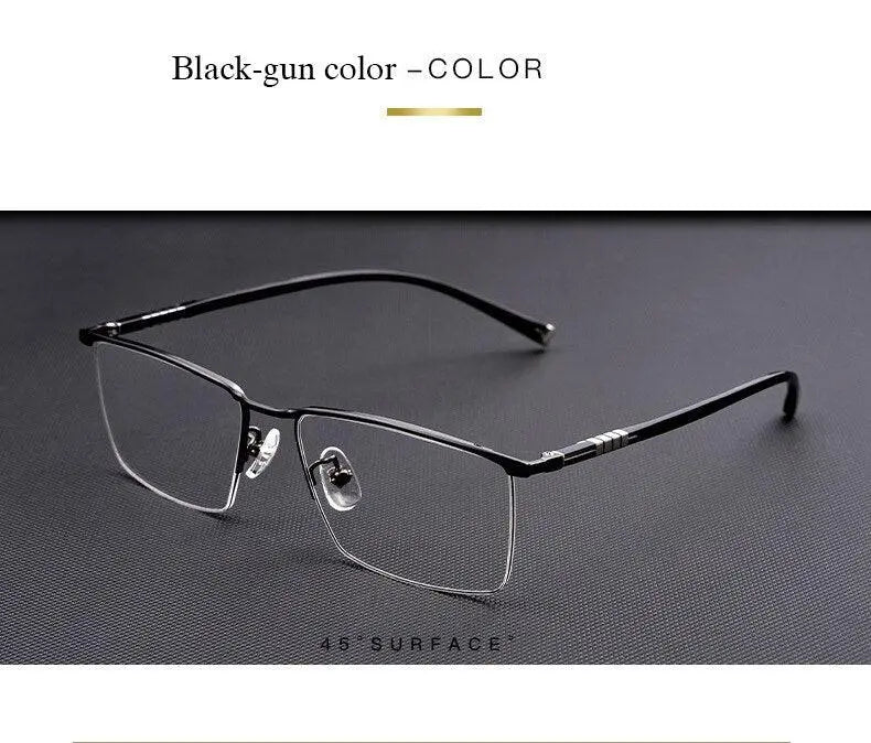 Men's Semi-Rimless Titanium Prescription Glasses P9861 — view 12 | Rx Spectacle