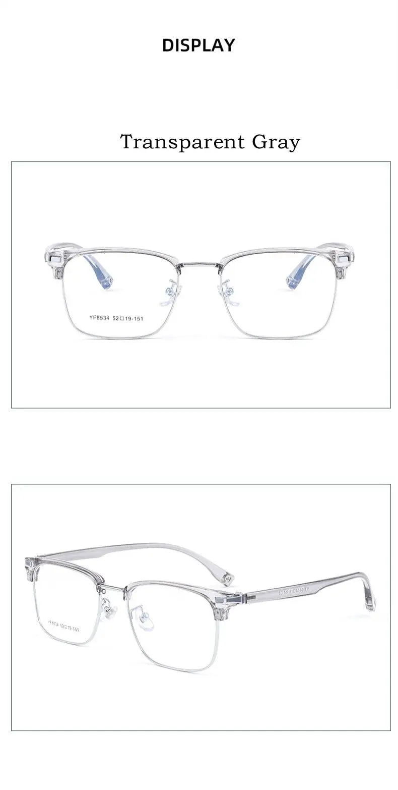 Men's Square Full Rim Alloy Prescription Glasses 8534YF — view 11 | Rx Spectacle