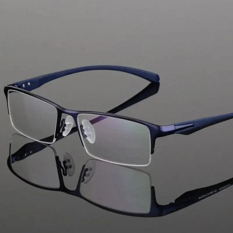 Unisex Square Semi-Rimless Alloy Prescription Glasses 69065 — view 7 | Rx Spectacle