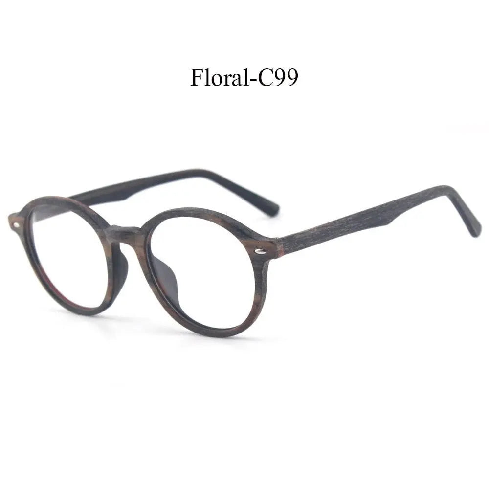 Unisex Round Full Rim Wood Prescription Glasses 4237 — view 10 | Rx Spectacle
