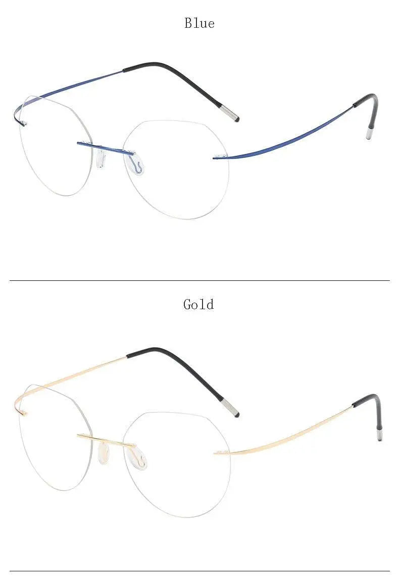 Unisex Polygon Rimless Titanium Prescription Glasses 6001-6002 — view 24 | Rx Spectacle