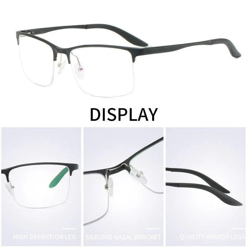 Men's Square Semi-Rimless Titanium Prescription Glasses P6325 — view 2 | Rx Spectacle
