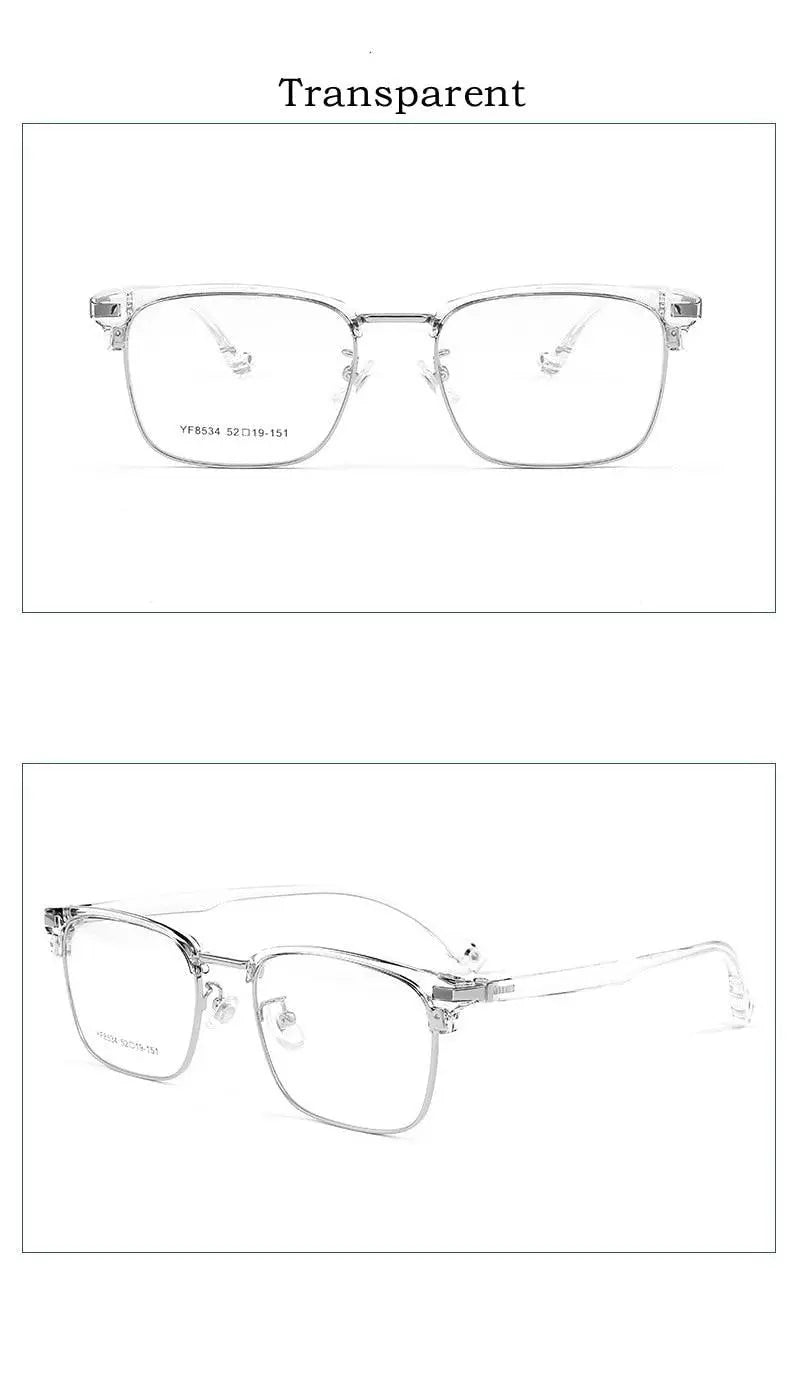Men's Square Full Rim Alloy Prescription Glasses 8534YF — view 12 | Rx Spectacle