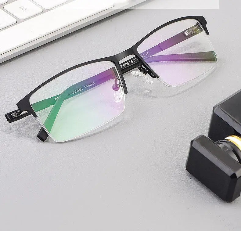 Unisex Square Semi-Rimless Alloy Prescription Glasses 8839 — view 12 | Rx Spectacle