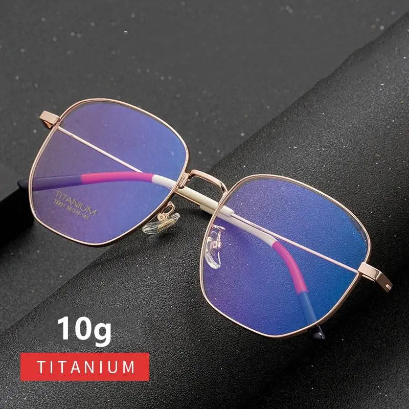 Unisex Polygon Full Rim Titanium Prescription Glasses T8821 — view 5 | Rx Spectacle