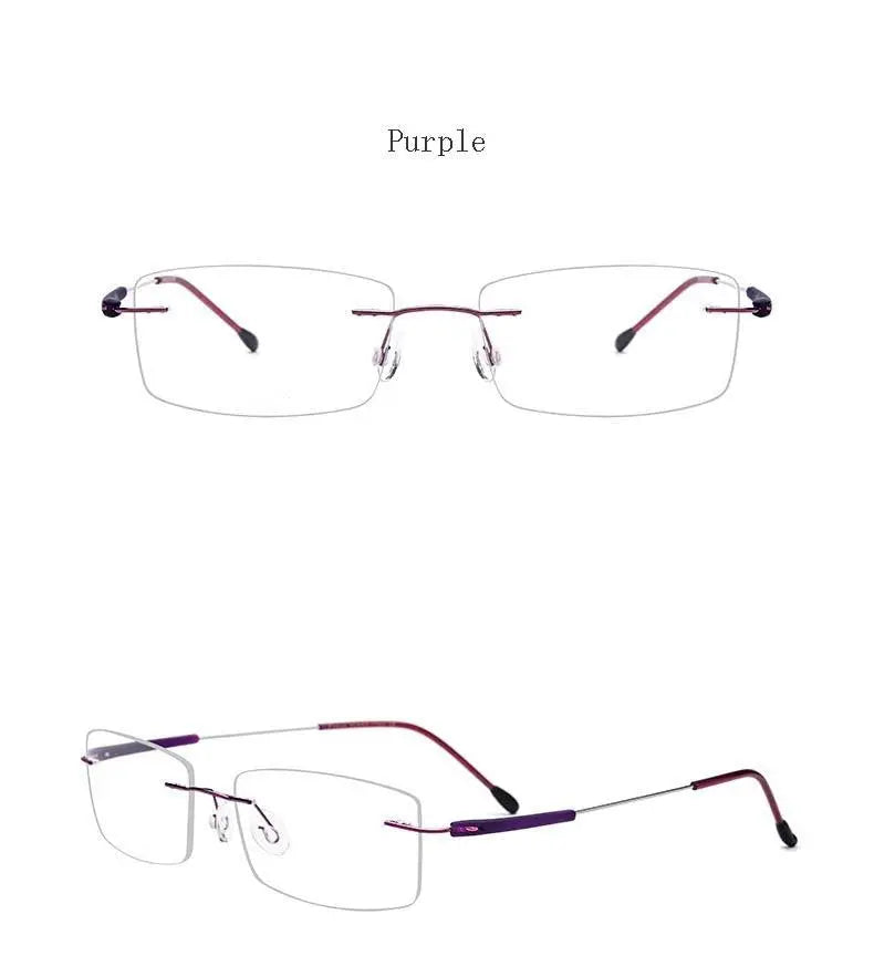 Unisex Rectangular Rimless Titanium Prescription Glasses 3125 — view 21 | Rx Spectacle