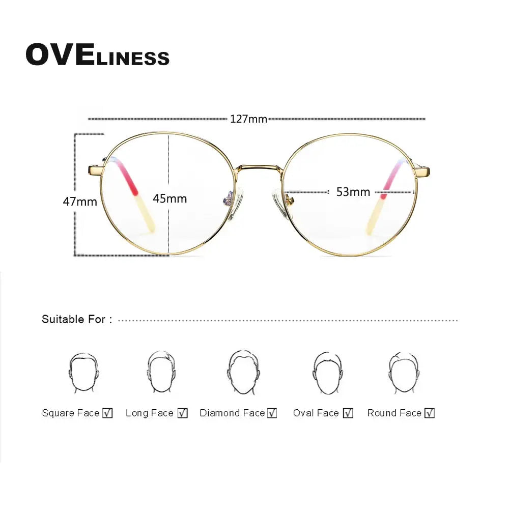 Women's Round Full Rim Titanium Prescription Glasses 68081 — view 2 | Rx Spectacle
