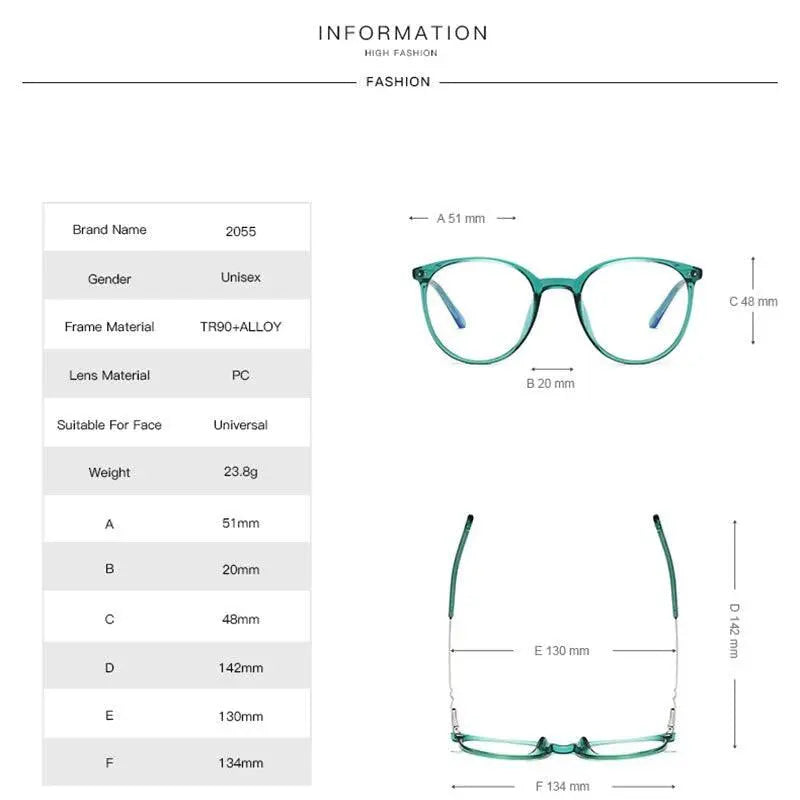 Women's Round Full Rim TR90 Prescription Glasses 2055 — view 3 | Rx Spectacle