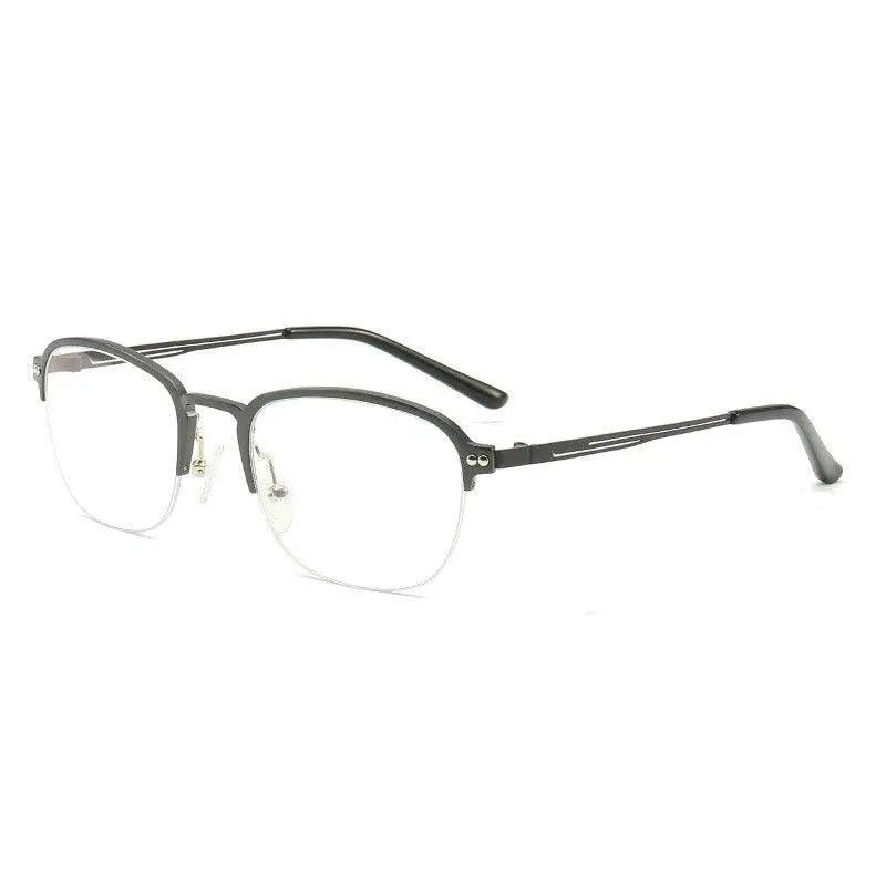 Unisex Square Semi-Rimless Titanium Prescription Glasses 6097 — view 5 | Rx Spectacle