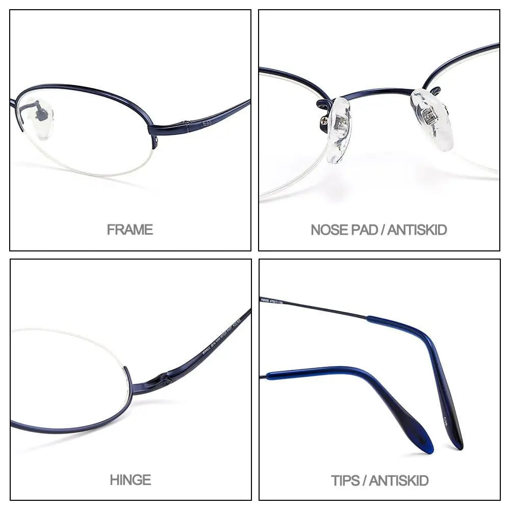 Women's Oval Semi-Rimless Titanium Prescription Glasses W8005 — view 4 | Rx Spectacle