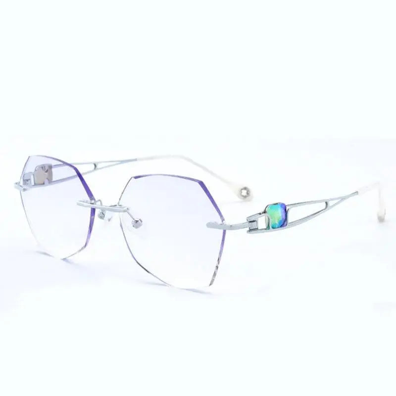 Unisex Square Rimless Titanium Prescription Glasses 88037 — view 7 | Rx Spectacle