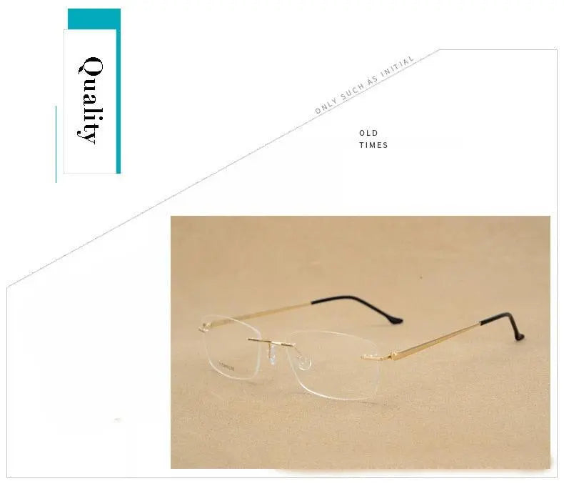 Unisex Rectangular Rimless Alloy Prescription Glasses Rw004 — view 11 | Rx Spectacle