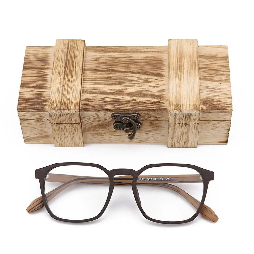 Men's Square Full Rim Wood Oversized Prescription Glasses 1692 — view 10 | Rx Spectacle