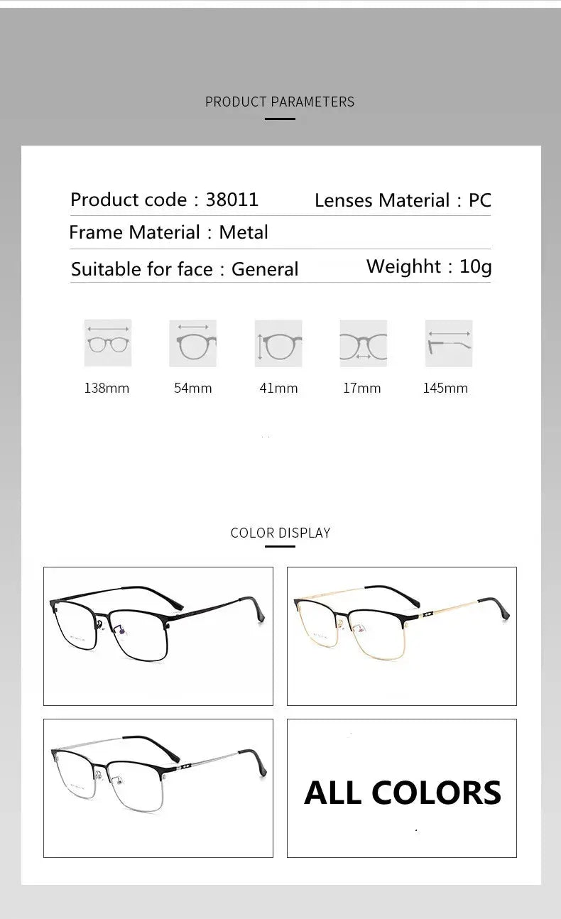 Unisex Square Full Rim Alloy Reading Glasses 38011 — view 13 | Rx Spectacle