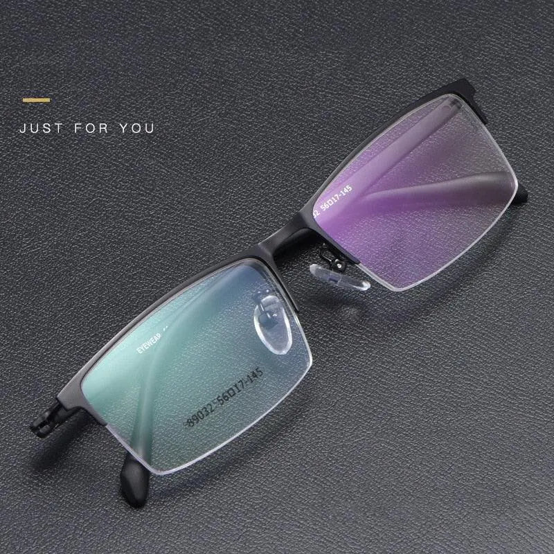 Men's Semi-Rimless Alloy Prescription Glasses 89032 — view 8 | Rx Spectacle