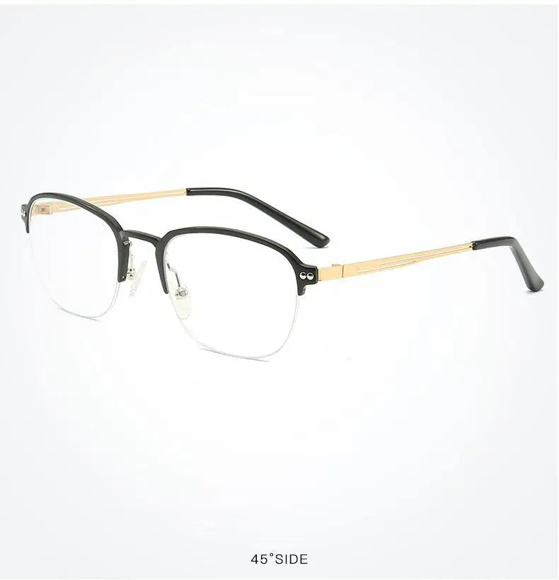 Unisex Square Semi-Rimless Titanium Prescription Glasses 6097 — view 13 | Rx Spectacle