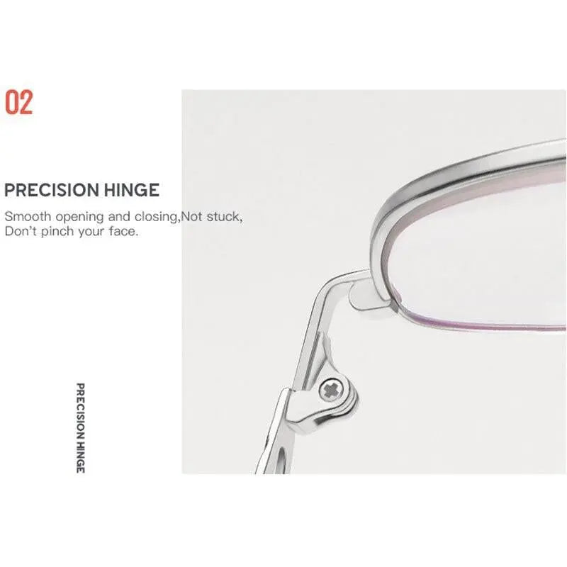 Women's Rectangular Full Rim Alloy Reading Glasses 9002 — view 8 | Rx Spectacle