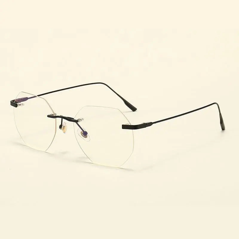 Men's Polygon Rimless Alloy Prescription Glasses 6213 — view 3 | Rx Spectacle